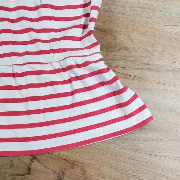 🔺️Old Navy Pink & White Striped Peplum Sleeveless Top Large - Picture 6 of 10